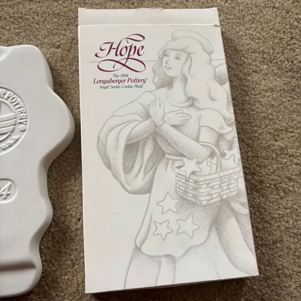 Longaberger Pottery 1994 Angel Series Cookie Mold Hope *New*
